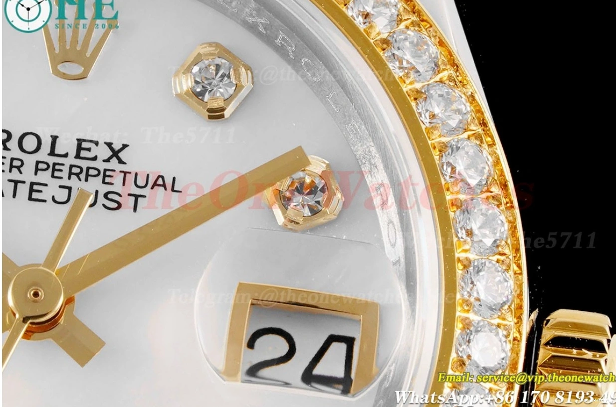 White SS TWS NH05 Dia Datejust 28mm Ladies Dial YG 0415